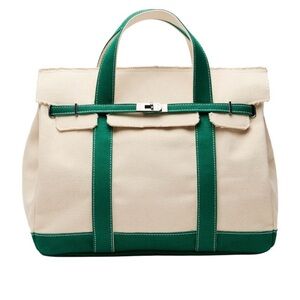Elegant Green and Cream Tote Bag